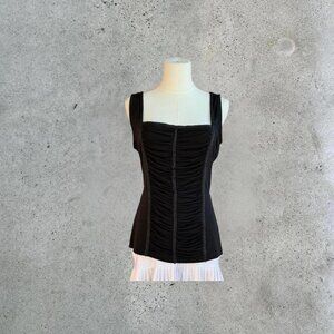 2000s black ruched tank top
